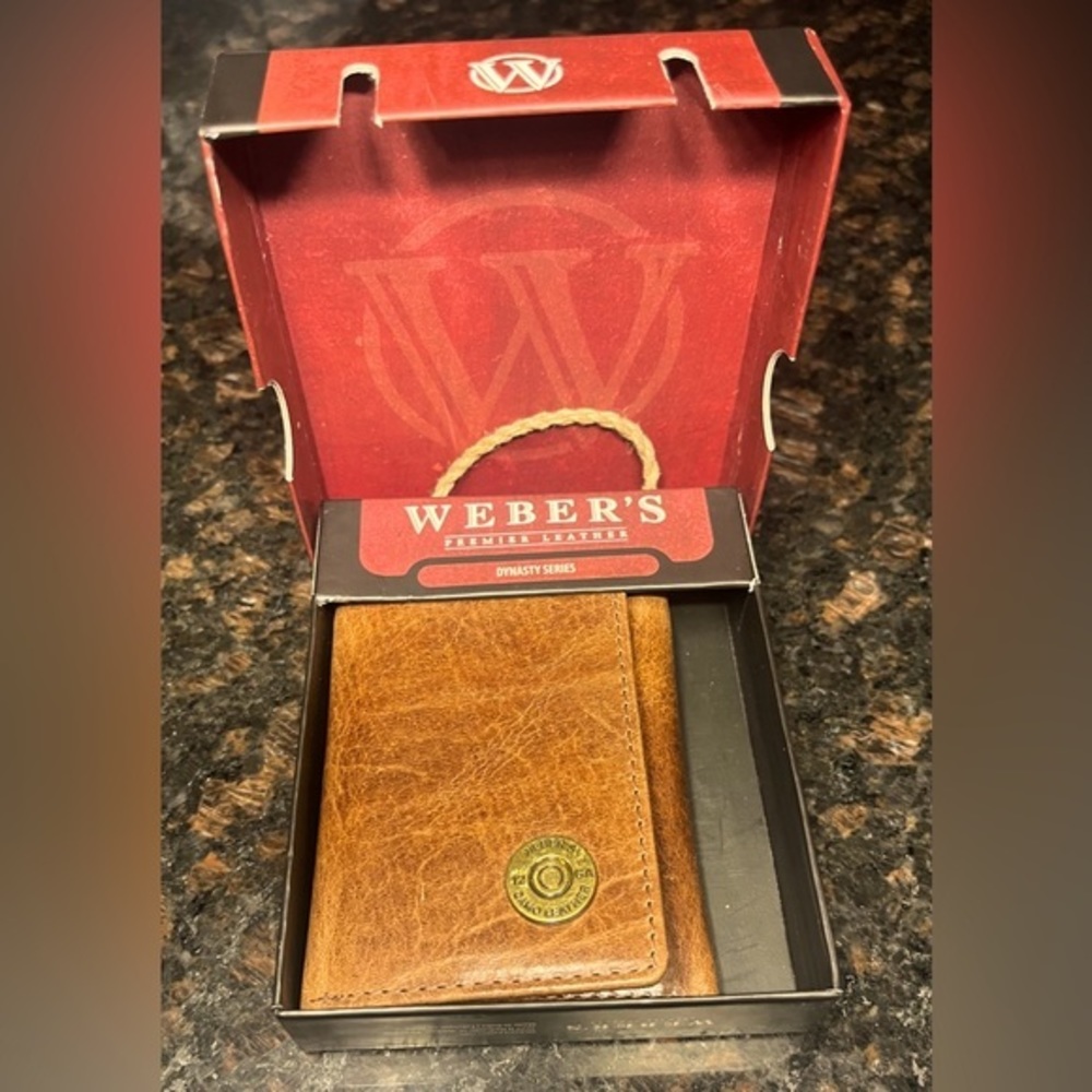 WEBER’S GENUINE LEATHER Wallet Dynasty Series Trifold w/ Shotshell Embellisment